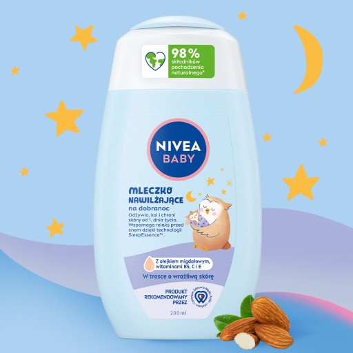 NIVEA BABY Hydratačné, upokojujúce, ochranné nočné mlieko pre deti 200 ml