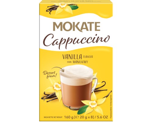 Kávový nápoj Kávové Cappuccino s vanilkovou penou 160 g 8 vrecúšok Mokate