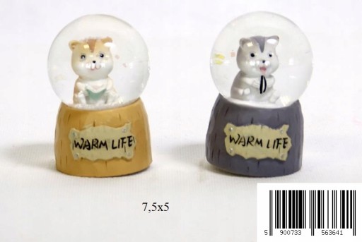 SKLENENÁ SNEHOVÁ GUĽA Mačka Kitten LIGHTS LED