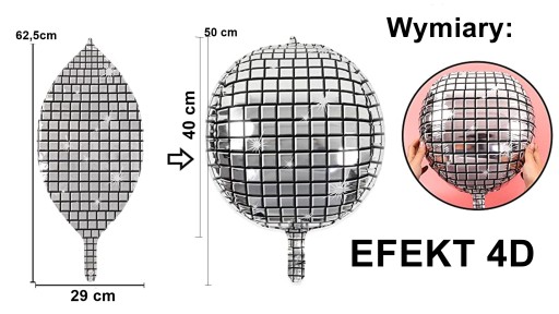 FÓLIOVÝ BALÓN DISCO GUĽA VEĽKÁ 40 CM METALICKÝ STRIEBORNÝ PROM 24h