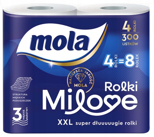 Mola Milove 3-vrstvový toaletný papier, 4 rolky