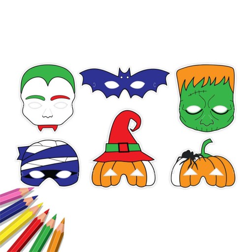 PAPIEROVÉ MASKY FARBA HALLOWEEN mix TEKVICE netopier VAMPIRE X6