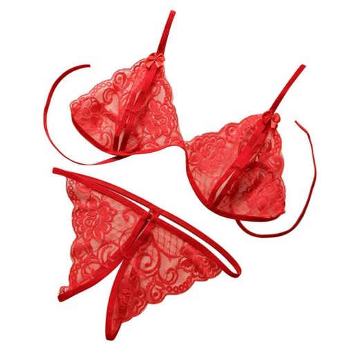 ČIPKOVÁ ČERVENÁ PODPRSENKA A SEXY NOHAVIČKY