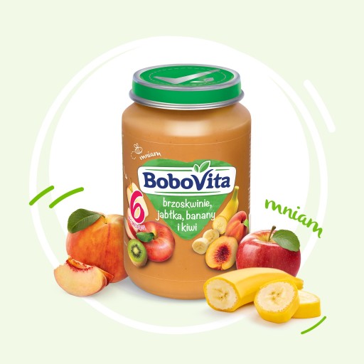 BoboVita Broskyne, jablká, banány a kiwi - 190 g
