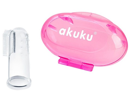 Akuku silikónová kefka na prsty, ružové CASE