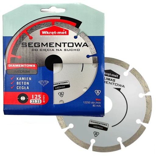 Segmentový diamantový kotúč na suché rezanie MEDIUM 125x22mm Klimas