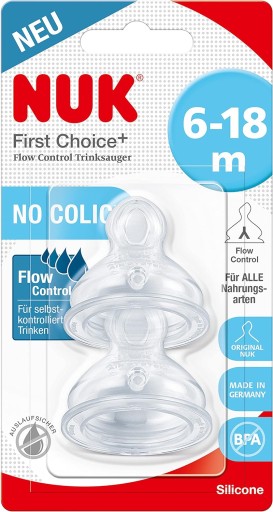 Cumlík na fľašu NUK FC+ Flow Control 2 ks 6m+