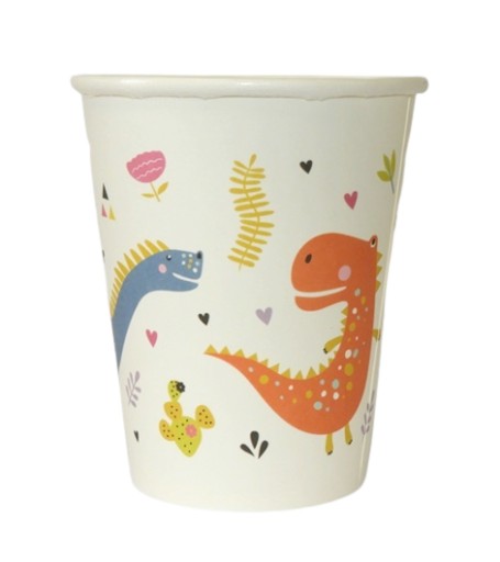 PAPIEROVÉ POHÁRKY NARODENINOVÁ TORTA DINO DEKORÁCIA DINOSAURS MIX 8x