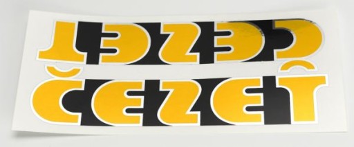 Zlaté chrómové nálepky na tank CEZET - pár CZ 350