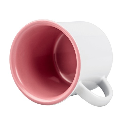 Retro keramický hrnček, 250 ml, s ľubovoľnou potlačou, vnútro ružové