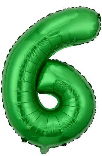 Balón číslo 6 ZELENÁ fólia fólia 100 cm 1 m Narodenin