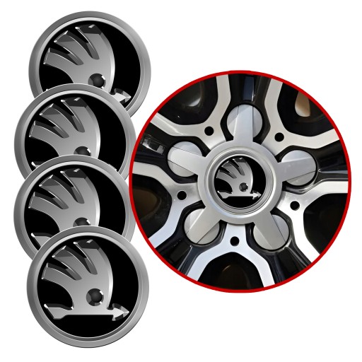 4 Emblémy Stredy ráfikov Kryty kolies SKODA Kolesá SET TOP 60 mm