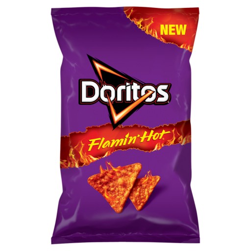 Doritos Flamin' Hot Corn chips s veľmi pikantnou príchuťou 75 g