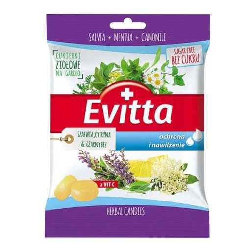 Cukríky bez cukru šalvia citrónová 60g EVITTA
