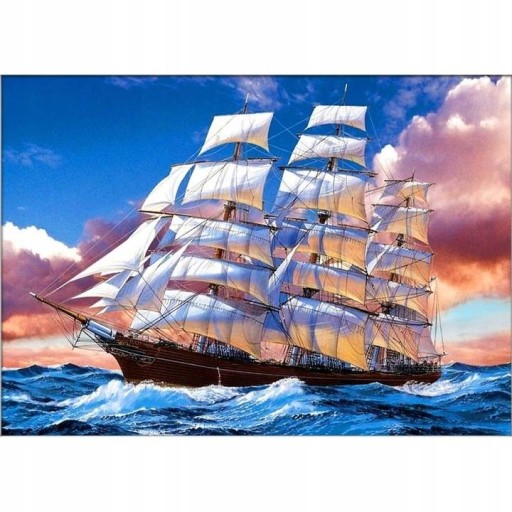 DIAMANTOVÁ MOZAIKA VÝŠIVKA DIAMANTOVÁ LOĎ NA OCEÁNU 5D 30X40CM