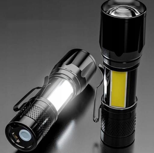 VÝKONNÉ MALÉ MEGA TAKTICKÉ COB ZOOM NABÍJACIE SVETLO NA KAMPOVANIE LED USB