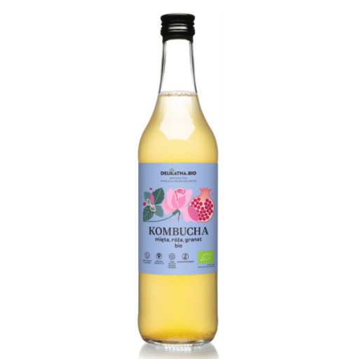 Kombucha s mätou, ružou a granátovým jablkom BIO 500ml