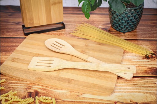 DOSKA NA KRAJENIE, drevená, bambusová, 32,5 x 23, vrátane lyžice a špachtle