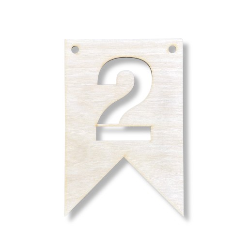 Drevená girlanda s vlajkou číslo 2 Prívesok s vlajkou Bunting Banner Eco Decor