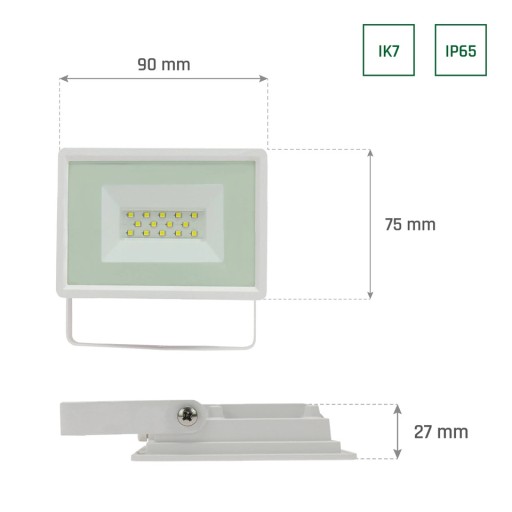 NOCTIS LUX 3 SVETLOMET 10W NW 230V IP65 90x75x27mm BIELA