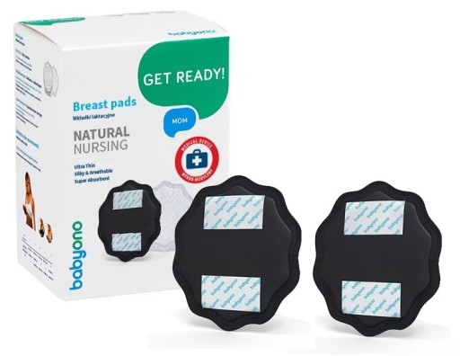 BabyOno Natural Nursing Dojčiace podložky Black 24 ks