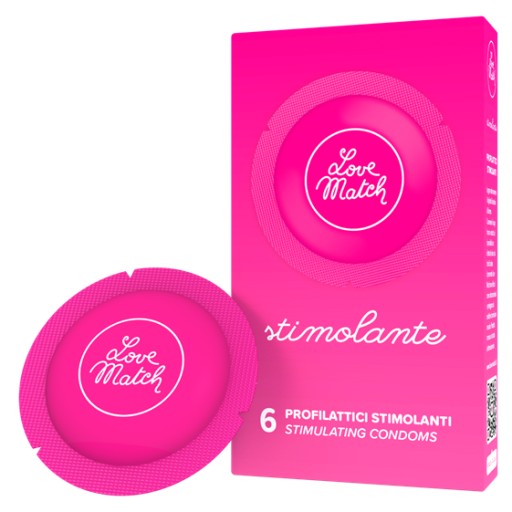 KONDÓMY, KTORÉ STIMULUJÚ ĎALŠIE ZÁŽITKY LOVE MATCH STIMOLANTE 6KS