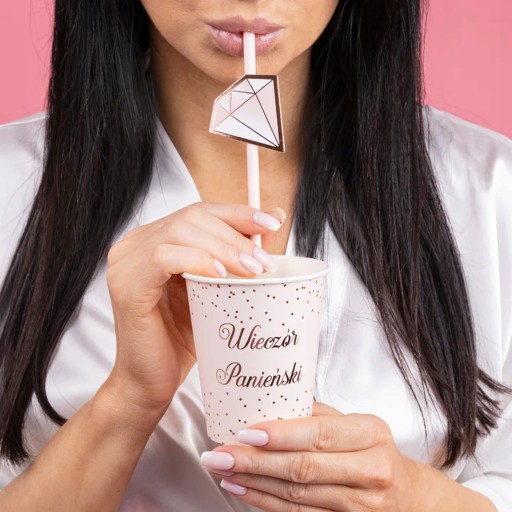 Slamky na pitie Drinks Diamonds Rose Gold Bachelorette Birthday Party 10pcs