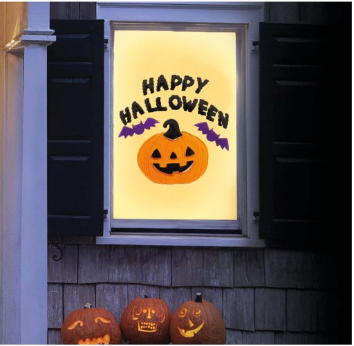 Gélová dekorácia na okno HAPPY HALLOWEEN tekvica