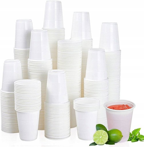 PLASTOVÉ HRNČEKY 200ml biely pohár na pitie 100 ks