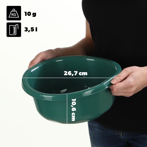 PLASTOVÁ MISKA NA PRÁDLO 3,5 l okrúhla NÁDRŽ NA TLAČENIE S RÚČKAMI