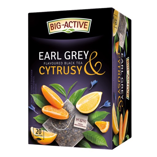 BIG ACTIVE čierny čaj EARL GREY A CITRUS s príchuťou 20 OBÁLOK