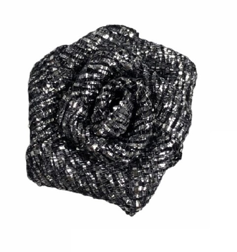 Nášivka Lurex ruže, 2 ks, čierna, 1,5 cm