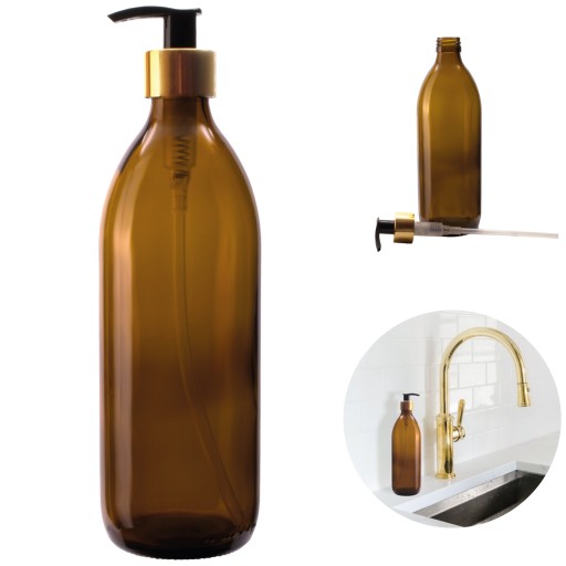 SKLENENÁ FĽAŠA s dávkovacou pumpičkou 500ml 0,5l