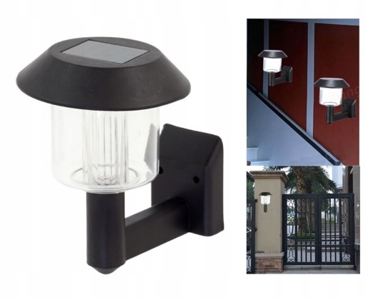 NÁSTENNÁ LAMPA SOLÁRNA ZÁHRADNÁ LAMPA LED NÁSTENNÁ LAMPA PLOT SCHODY ČIERNA ZD51