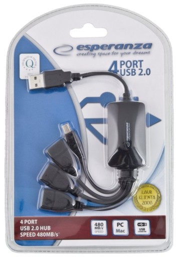 Esperanza EA114 USB hub 3xUSB 2.0 čierny