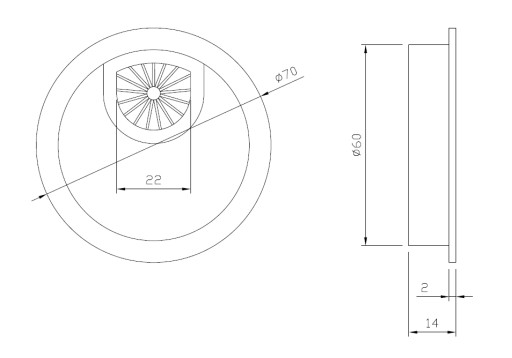 Okrúhla káblová priechodka, priemer 60 mm, lesklý chróm - KD-60 AMIX