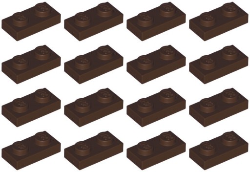 LEGO PLATE 3023 1x2 tmavohnedá (6g) 16 ks.