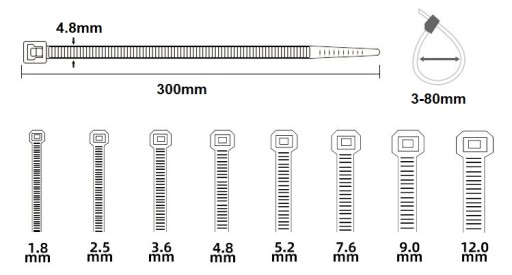KABELOVÉ VIAZAČKY BIELE 300x4,8mm 100 ks