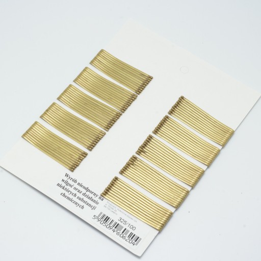 Iza barrettes, krimpované, zlaté, 2 loptičky, 5 cm, 100 ks