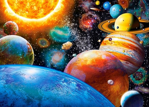 PUZZLE 180 PUZZLE PRE DETI VESMÍRNE PLANÉTY A MESIACE 7+ KOLEČKO