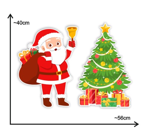 Zimná dekorácia VEĽKÝ SANTA + VIANOČNÝ STROMČEK ~A3 dvojst.