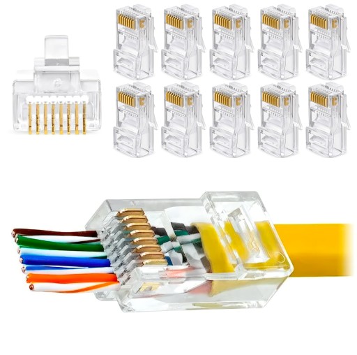 Pass Through RJ-45 Zástrčka RJ45, vodič UTP CAT.6, 10 kusov