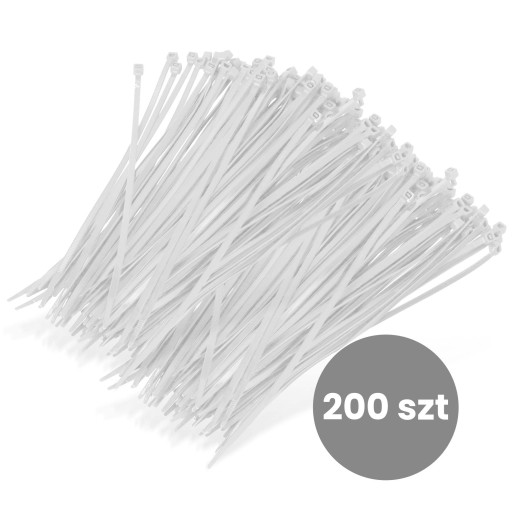 200x sťahovacie pásky Káblové pásky Zipsy 3,6 x 200 mm Silné UV sťahovacie pásky