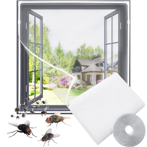 SIEŤKA NA KOMÁRY OKENNÁ HMYZ KOMÁRE 130x150 + VELCRO