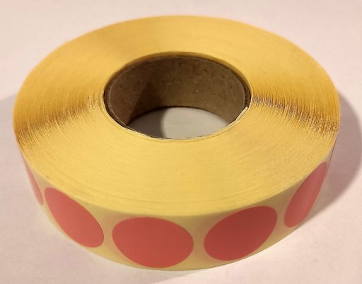 Samolepiace etikety ružové kruhy fi20mm 2000 ks.