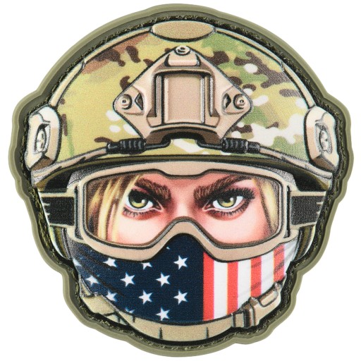 3D NÁŠIVKA NA VELCRO EMOJI ŽENA SO ŠATKOU USA OKULIARE NA PRILBU M-TAC PVC