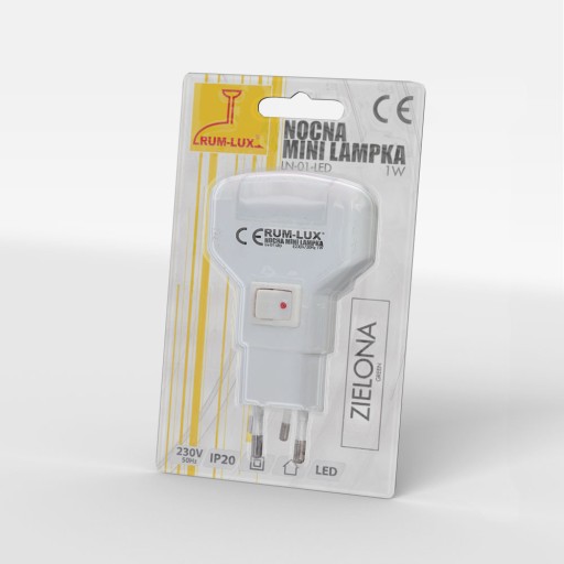 Mini horizontálne zelené LED nočné svietidlo pre kontakt