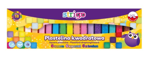 Plastelína 18col: pastel, neón, STRIGO trblietky