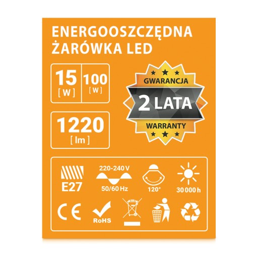 LED žiarovka E27 A60 15W=100W 1220lm 3 FARBY BERGE