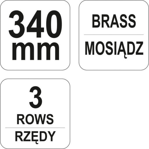 Drôtená kefa, mosadzný drôt, 3 rady, rukoväť